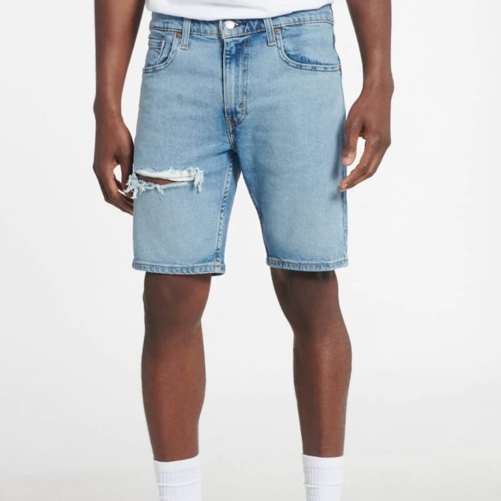 NEW Men's Levi's 412 Slim Blue Denim Stretch Shorts size 42